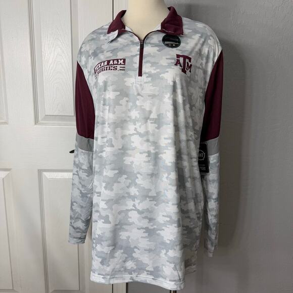 Men's Colosseum Camo Texas A&M Aggies OHT Military Appreciation Quarterzip, XL - Picture 1 of 8